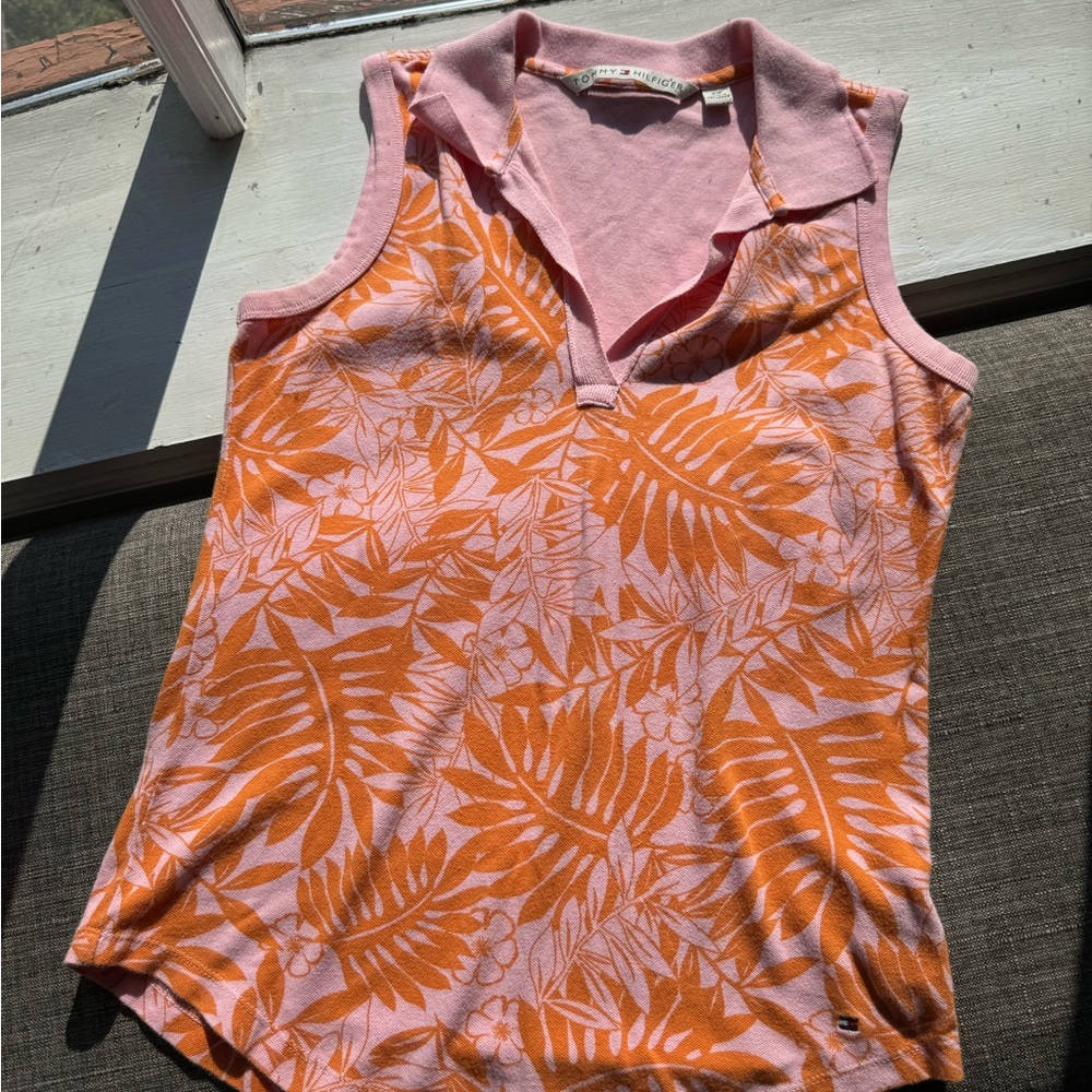 Tommy Hilfiger Pink Orange Tropical Tank Top Women’s Small Sleeveless‎